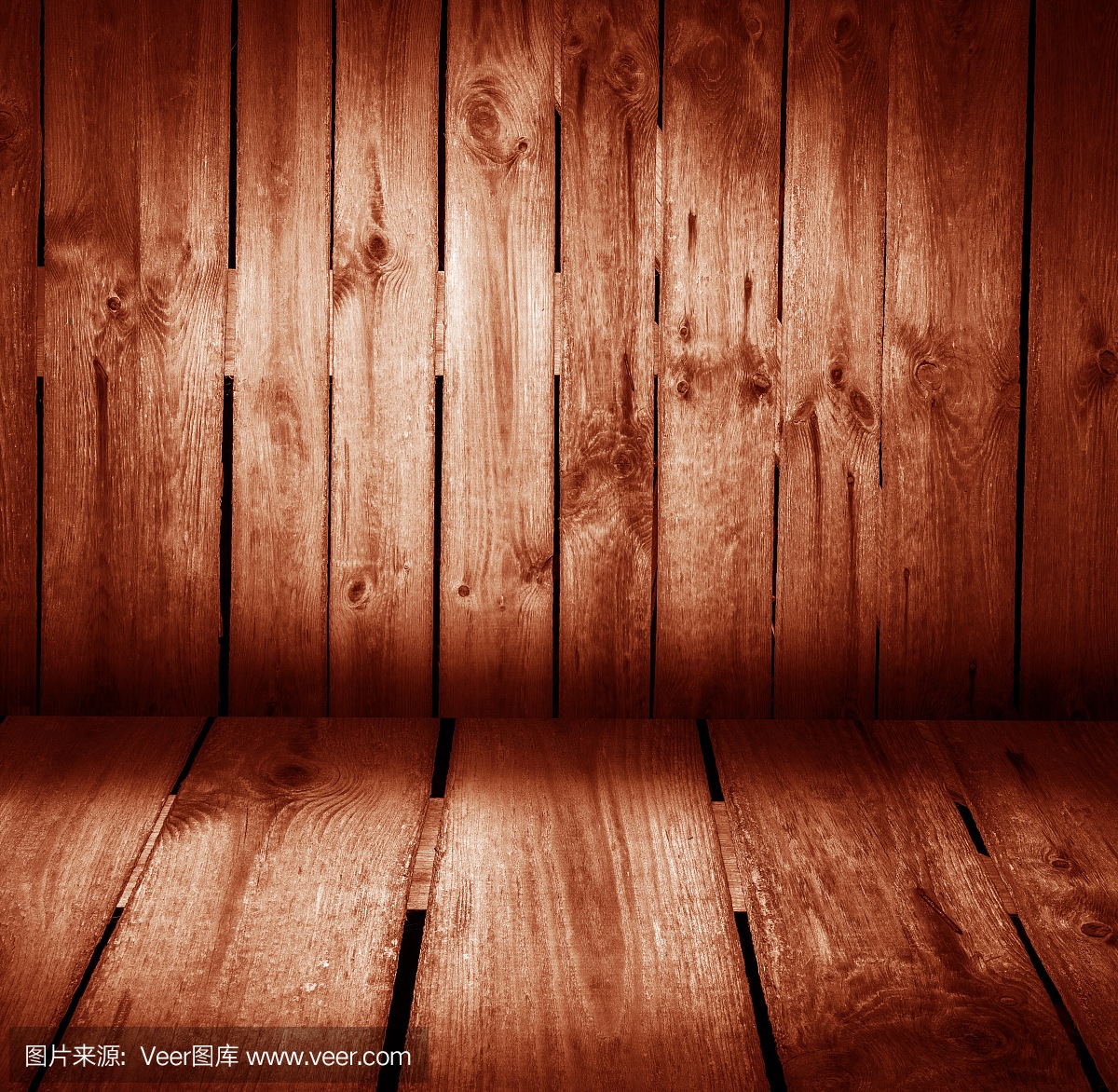木墙和木地板色彩丰富的室内